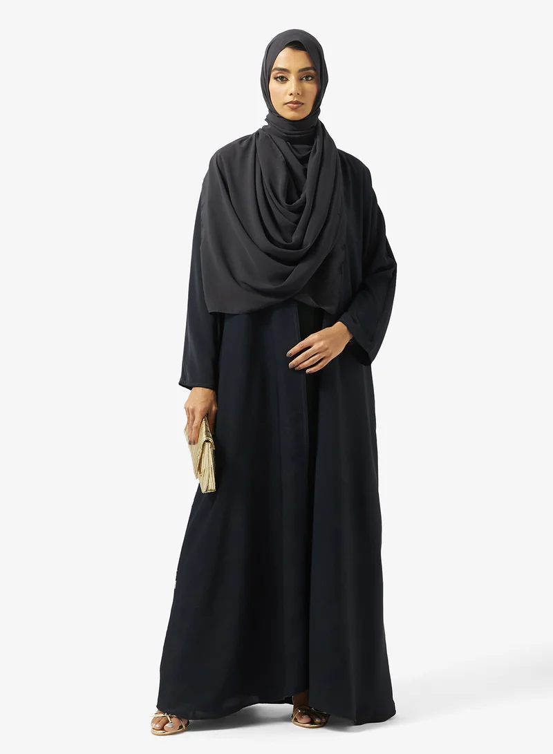 hayas closet  Black Embroidered Abaya With Sheila for Women | Best Price UAE